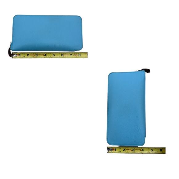 Hermès Azap Silk’In Long Wallet Blue Chèvre Leather Silk Lining Zippy Style - Picture 14 of 16